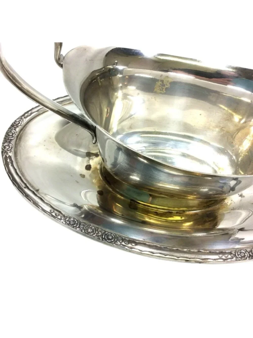 International Silver Camille Silverplate Gravy Boat Attached Underplate Vintage
